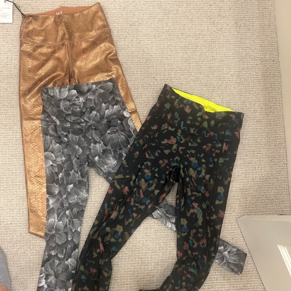 Stylish Women's Leggings Set - Gold, Gray, and Multicolor